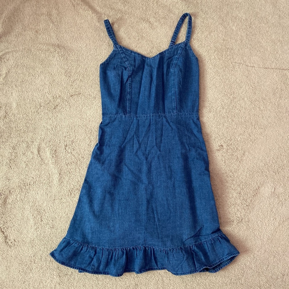 Old Navy Fit & Flare Cami Ruffle-Hem Jean Dress